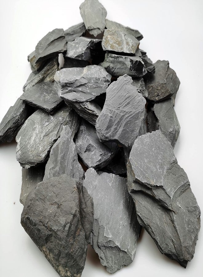 Voulosimi Natural Slate Rocks PH Neutral Stone Perfect Rocks for Aquariums, Landscaping Model,Tank Decoration,Amphibian Enclosures (3.5 LB, 3-5 inch) - Image 1